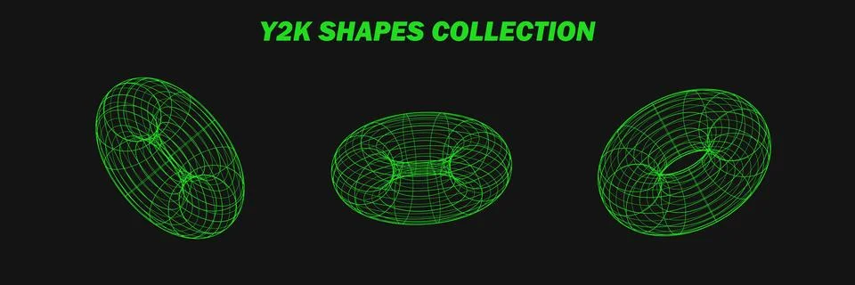 Abstract wireframes, cyberpunk elements and perspective green grids on a sp.. Illustrazione stock