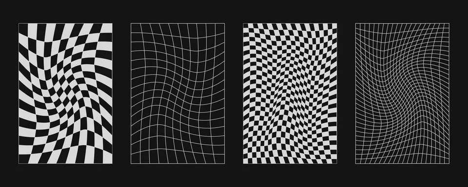 Abstract wireframes, cyberpunk elements and perspective white grids or sphere Illustrazione stock