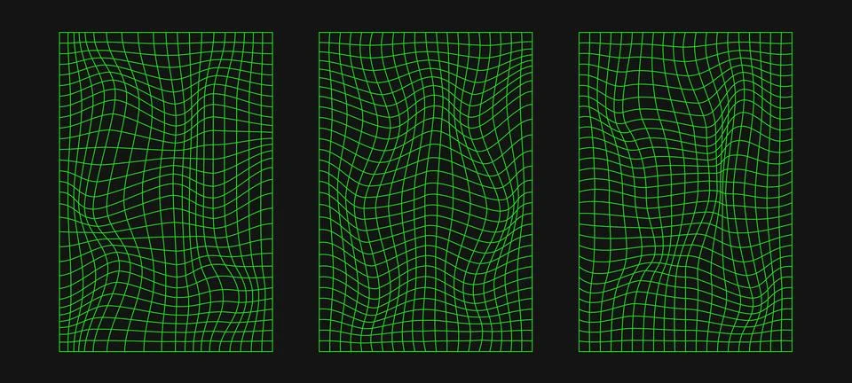 Abstract wireframes, cyberpunk elements and perspective green grids and sph.. Stock-Illustration