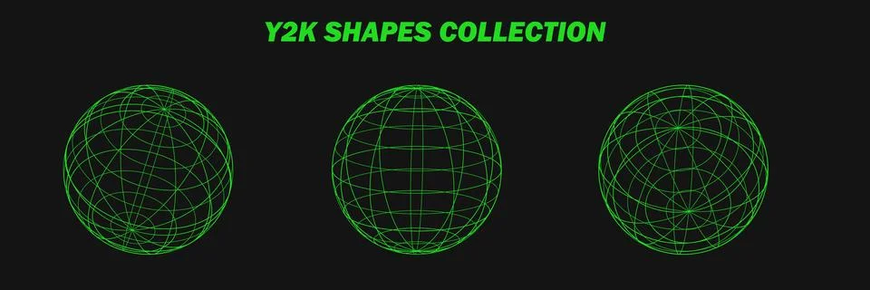 Abstract wireframes, cyberpunk elements and perspective green grids on a sp.. Stock Illustration