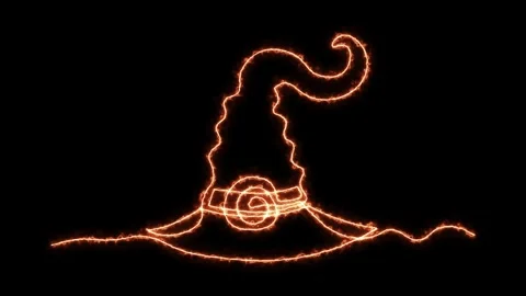 Abstract witch hat for Halloween. Self drawing animation one continuous line Stock Footage 281550968