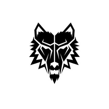 Abstract wolf head with an aggressive expression vector icon Stock Illustration