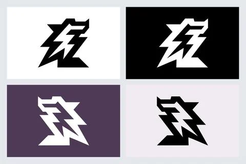 Abstract Wolf Head Logo Symbol Vector Set Stock Illustration