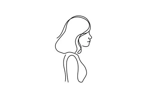 Abstract of a woman's face from the side. Continuous line drawing on a whit.. Stock Illustration