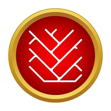 Abstract wood parquet pattern in red circle icon 스톡 일러스트