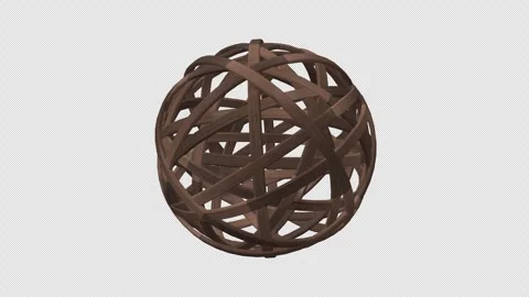 Abstract Wooden Sphere Loop 4K With Alpha Channel Stock Footage 255997765