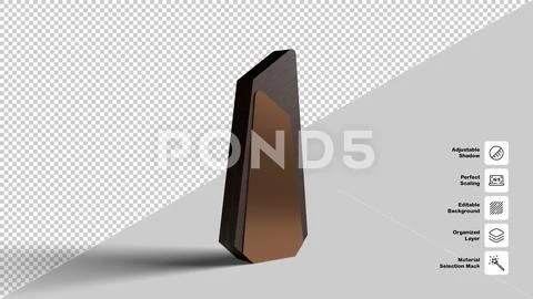 Abstract Wooden Trophy with Bronze Plated Interior 3D Render PSD Template