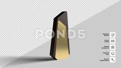 Abstract Wooden Trophy with Gold Plated Interior 3D Render PSD Template