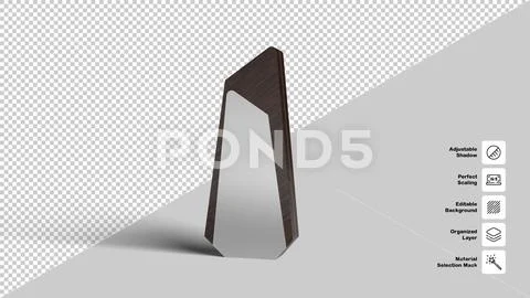 Abstract Wooden Trophy with Silver Plated Interior 3D Render PSD Template