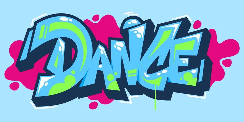 Abstract Word Dance Graffiti Style Font Lettering Vector Illustration Art Stock Illustration
