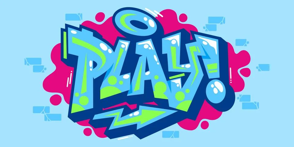 Abstract Word Play Graffiti Style Font Lettering Vector Illustration Art Stock Illustration