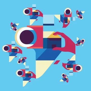 Abstract Workspace Design Flat Stock Illustration