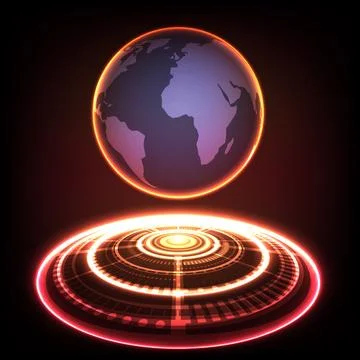 Abstract world hologram technology background. Design for ring, sphere, cir.. Stockillustratie