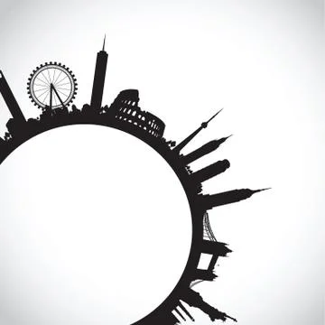 Abstract world landmarks Stock Illustration