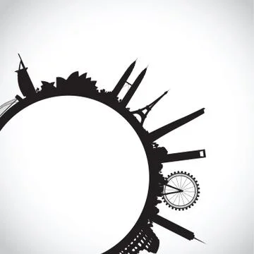 Abstract world landmarks 스톡 일러스트