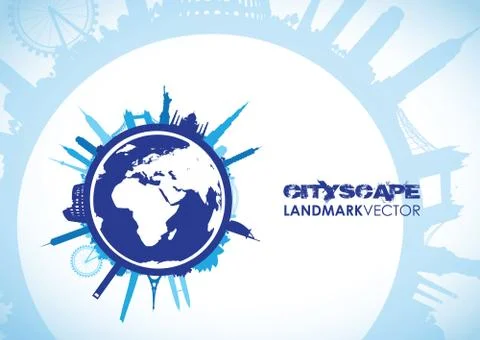 Abstract world landmarks Stock Illustration