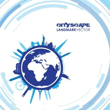 Abstract world landmarks Stock Illustration