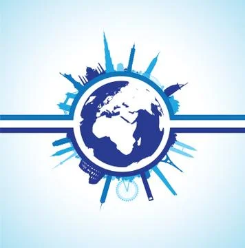 Abstract world landmarks 스톡 일러스트