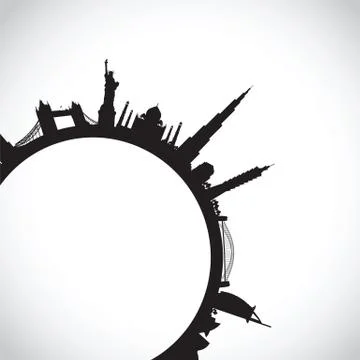 Abstract world landmarks Stock Illustration