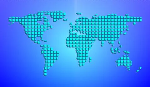 Abstract world map from 3D squares. Vector illustration Stock Illustration