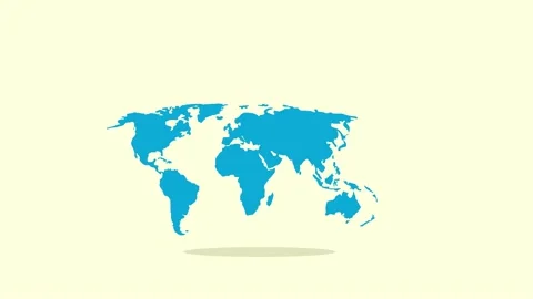 Abstract world map animation with pointers. pins, navigation and travel concept Stock Footage 206104378