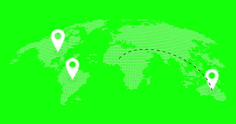 Abstract world map animation with pointers. Pins on world map navigation and Stock Footage 279951772