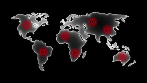 Abstract world map animation with pointers. pins, navigation and travel con.. Stock Footage 305166343