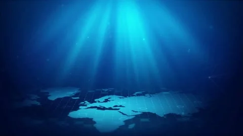 Abstract World Map Background with Blue Light Rays Stock Footage 314932288