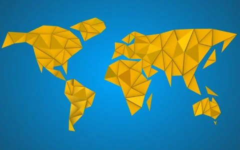 Abstract world map background in polygonal style Stock Illustration