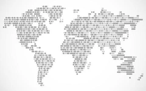Abstract world map of binary computer code, technology background. Vector ill Stock-Illustration