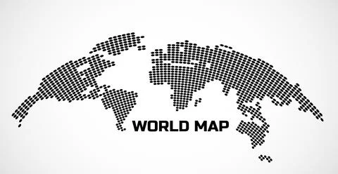 Abstract World map with black and white lines. World stripes map. Vector il.. Stock Illustration