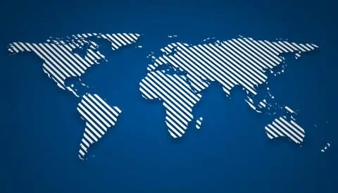 Abstract world map on blue background. 3d illustration Stockillustratie