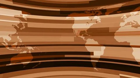 Abstract World Map with Brown Stripes Stock Illustration