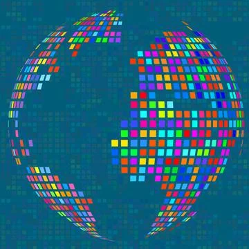 Abstract world map colorful dots, pixels texture. Vector illustration Stock Illustration