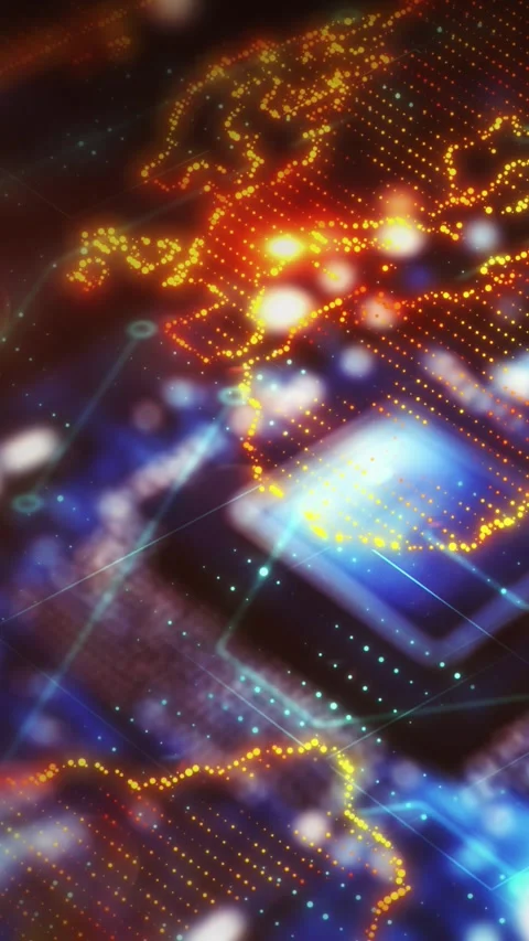 Abstract world map connecting global data flowing through digital cyberspace Stock Footage 301073277