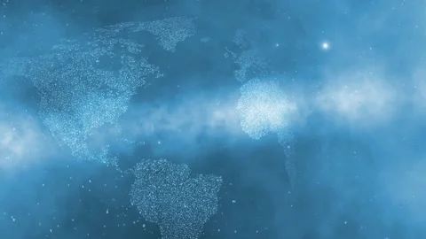 Abstract world map cyberspace view from space Stock Footage 229614617