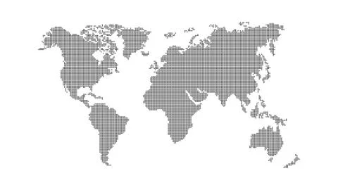 Abstract world map. Dark map of the earth from the square points on a white b Stock Illustration
