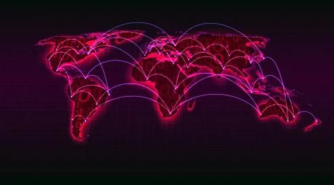 Abstract world map digital binary code on grid background, internet transactions Stock Illustration