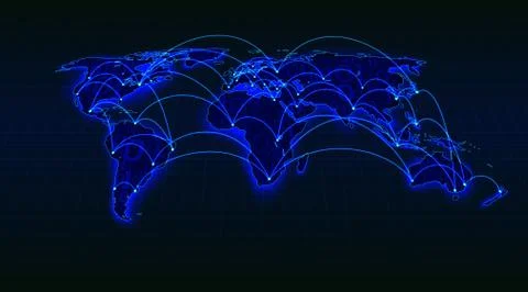 Abstract world map digital binary code on dark background, internet transactions Stock Illustration