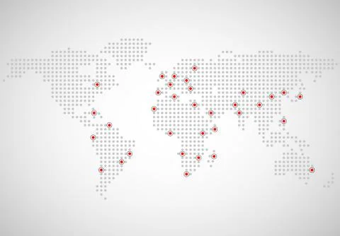 Abstract world map of dots, capitals countries Stock Illustration