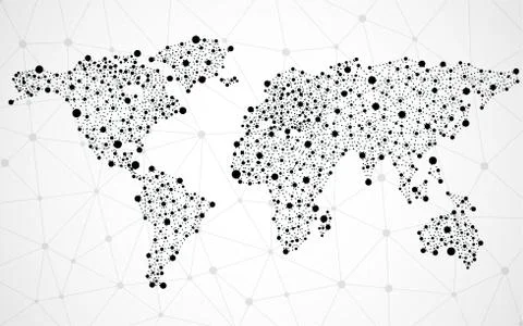 Abstract world map of dots. Vector background Stock Illustration
