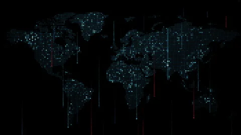 Abstract world map, dotted map made of pixels, bitmap texture. Stock Footage 264298888