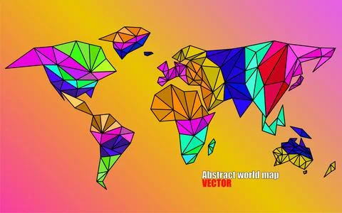 Abstract world map in geometric polygonal style. Colorful vector illustration Stock Illustration