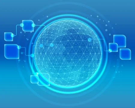 Abstract world map of the global telecommunications network Illustrazione stock