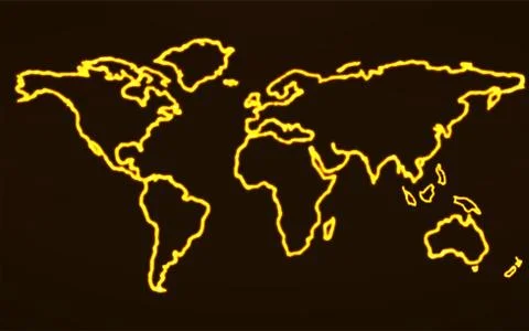 Abstract world map with glowing contour. Vector Stock Illustration