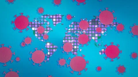 Abstract world map with glowing lines Stock Illustration