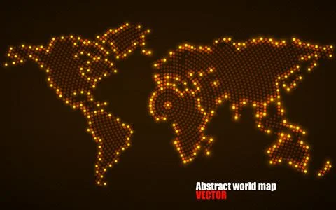 Abstract world map with glowing radial dots Stock Illustration