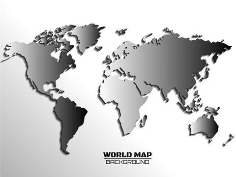 Abstract world map with gray gradient. Map of paper. Vector illustration Stock Illustration