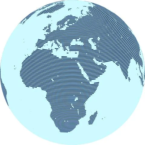 Abstract World map with lines on globe. World stripes map. Vector Stock Illustration