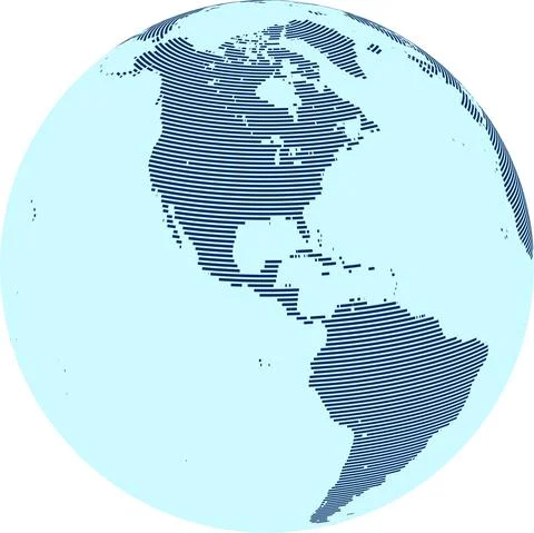 Abstract World map with lines on globe. World stripes map. Vector Stock Illustration